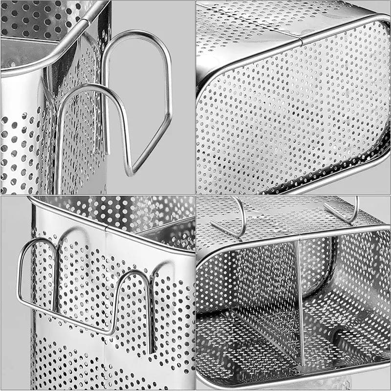 Stainless Steel Utensil Holder, Kitchen Wall Hanging Steel Cutlery Holder Organizer Rack, Multifunctional Chopstick Basket, Silverware Caddy Cutlery Rack, Drying Rack Basket Holder with Hooks Stainless Steel Utensil Holder, Kitchen Wall Hanging Steel Cutlery Holder Organizer Rack, Multifunctional Chopstick Basket, Silverware Caddy Cutlery Rack, Drying Rack Basket Holder with Hooks